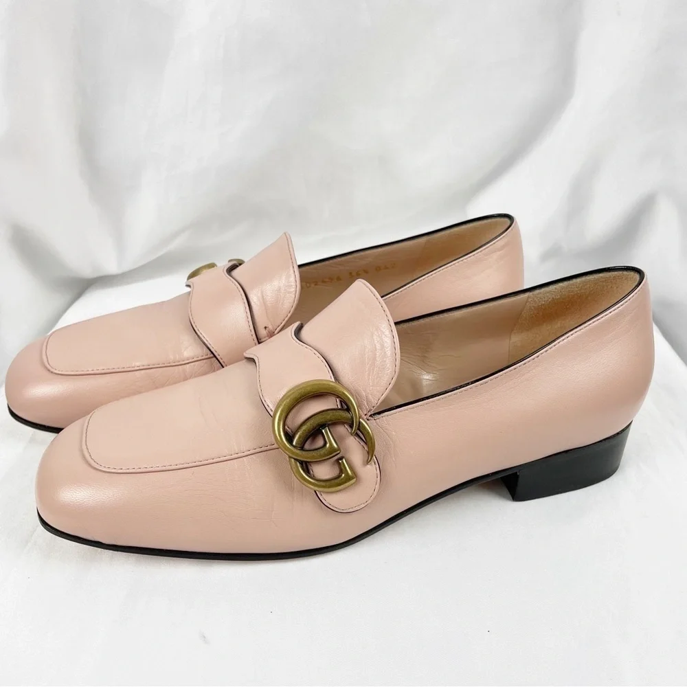 Gucci Marmont GG Double G Logo Loafers Pink EU 36.5 Leather